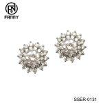 Women 925 Sterling Silver Stud Earrings White Gold Plated CZ Studs
