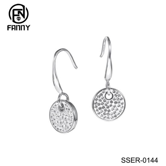 Sterling Silver Circle Drop Earrings with Swarovski Zirconia Factory