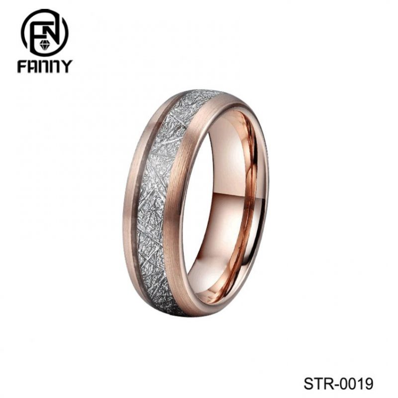 Stylish Surgical Stainless Steel Rings Set with Artificial Meteorite