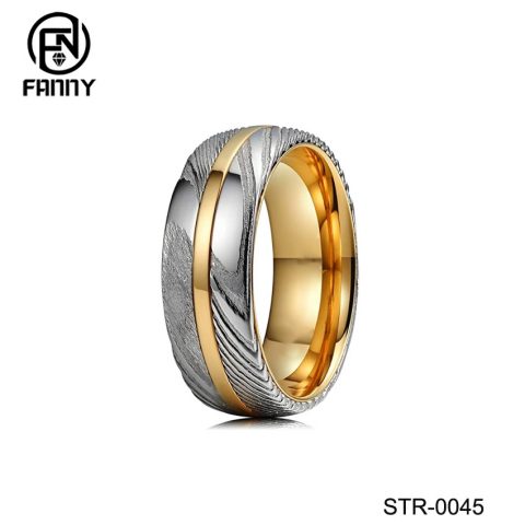 Men's Damascus Style Stainless Steel Ring