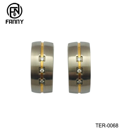 Fashion Men and Women Pure Titanium Earrings with CZ Stone Factory