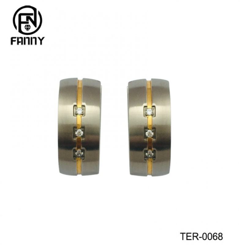 Fashion Men and Women Pure Titanium Earrings with CZ Stone