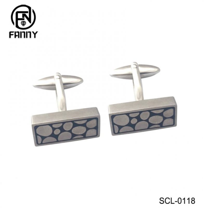 Men’s Personality Square Brushed Enamel Surgical Stainless Steel Cufflinks