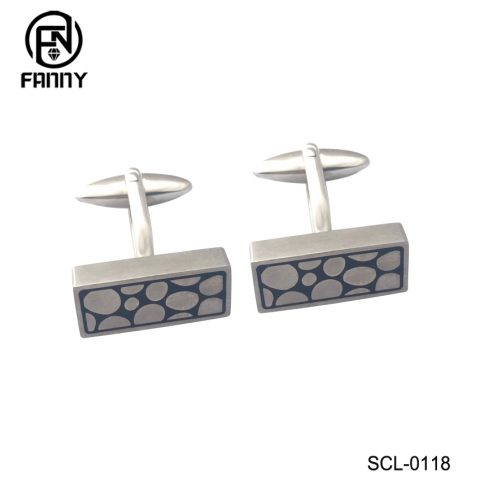 Men's Personality Square Brushed Enamel Surgical Stainless Steel Cufflinks
