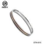 Fashionable Ladies Double Groove Round Surgical Stainless Steel Cuff Bangle with KOA