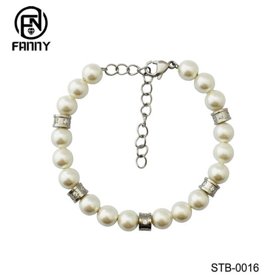 Ladies Freshwater Pearl Bracelet with Surgical Stainless Steel Accessories China Factory