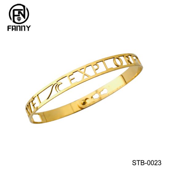 Laser Cut High Quality Surgical Stainless Steel Hollow Adjustable Size Bangle China Manufacturer