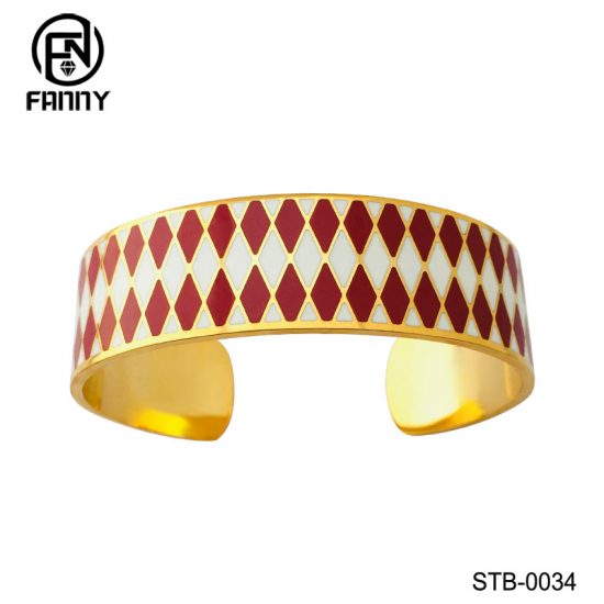 Customized Surgical Stainless Steel C-Shaped Bangle with Corrosion Pattern Chinese Manufacturer