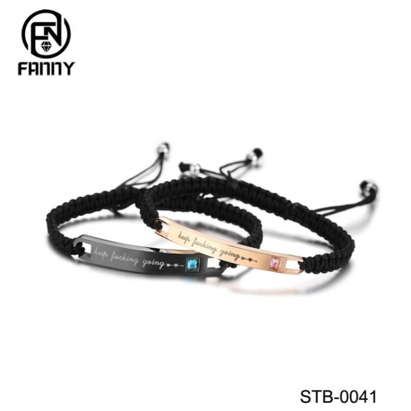 Pulsera de hombres y mujeres tallada a medida Pulsera de pareja DIY Pulsera de cuerda tejida a mano ajustable