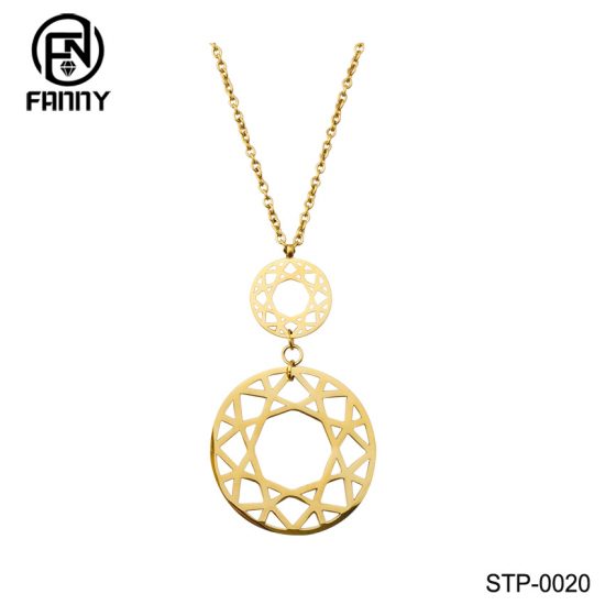 Fashion Lady Hollow Pattern High Quality Surgical Stainless Steel Pendant Necklace Chinese Factory