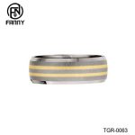 Titanium with Two-Tone 14k Gold Inlay Satin Wedding Band Men’s Ring Titanium Jewelry Factory