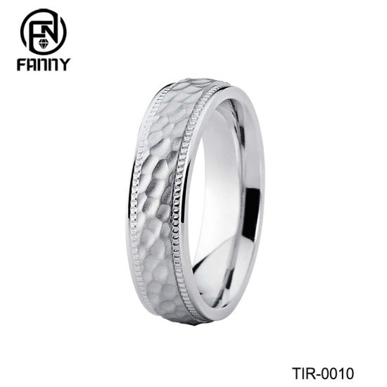 Personalized Custom Dome  Hammered Titanium Wedding Ring China Factory