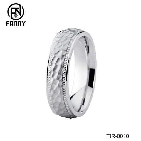 Personalized Custom Dome  Hammered Titanium Wedding Ring