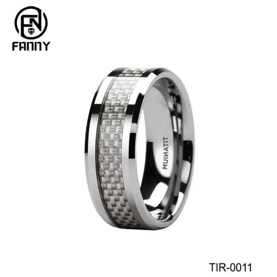 Men's Titanium Wedding Ring with Carbon Fiber Inlay Customized Designs China Factory