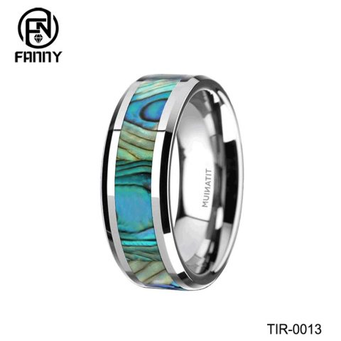 Titanium Men's Wedding Band with Mother of Pearl Inlay Engagement Wedding Band ring