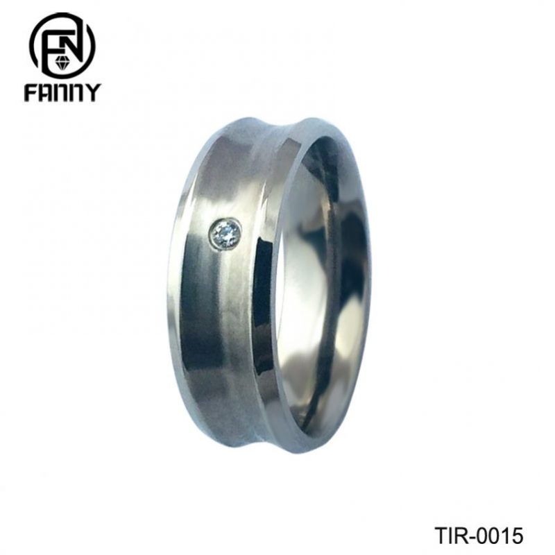 Titanium Matte Silver CZ Stone Inlay Wedding Band Ring Custom Jewelry Manufacturers