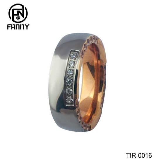 Rose Gold And Shiny Titanium Men's Wedding Band OEM Jewelry Factory