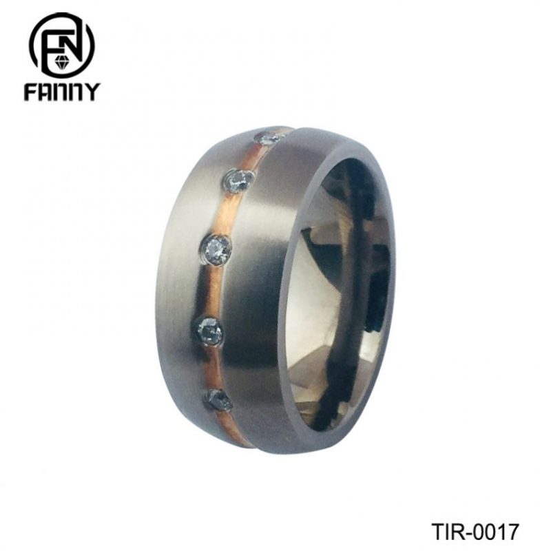 Custom Jewelry Manufacturers Rose Gold Titanium Ring With Crystal For Woman Jewelry Wedding Promise Rings