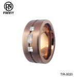 Men’s Rose Gold Titanium Square Cubic Zirconia Eternity Wedding Band Custom Jewelry