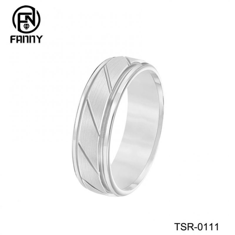 Anillos de boda clásicos ranurados de carburo de tungsteno cepillado para hombres y mujeres