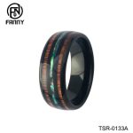 Cheap Domed Tungsten Carbide Wedding Ring with KOA and Artificial Shells