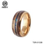 Cheap Domed Tungsten Carbide Wedding Ring with KOA and Artificial Shells