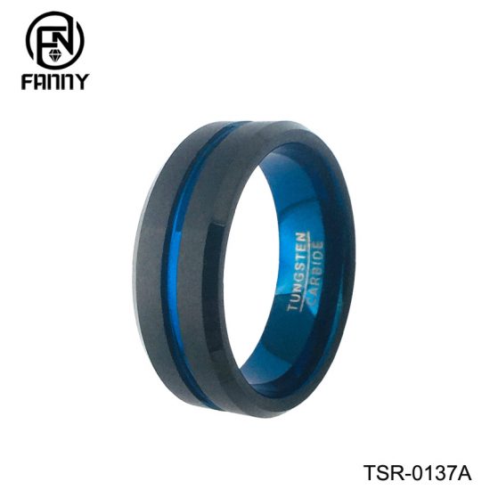 Stylish and Personalized Tungsten Carbide Wedding Ring with Anodized Aluminum Inner Ring Factory
