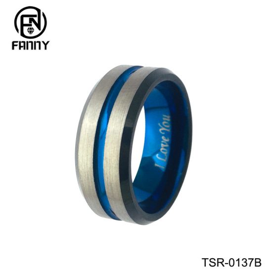 Stylish and Personalized Tungsten Carbide Wedding Ring with Anodized Aluminum Inner Ring Factory