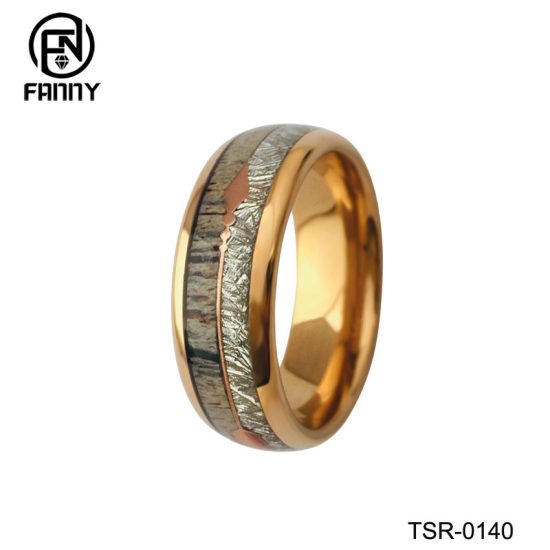 Tungsten Carbide Wedding Ring with Antlers and Artificial Meteorites and Arrows Factory