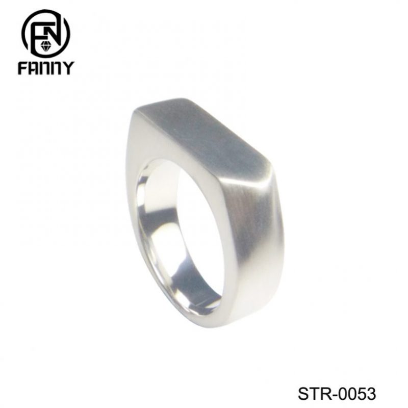 Charm Anillo de acero inoxidable quirúrgico rectangular para hombres