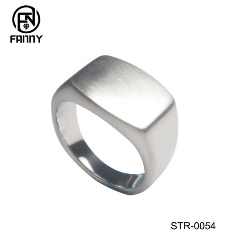Men’s Simple Rectangular Brushed High Quality Surgical Stainless Steel Ring