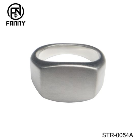 Men's Simple Rectangular Brushed High Quality Surgical Stainless Steel Ring China Factory