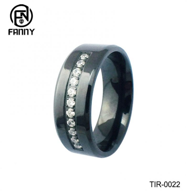 Man Trouwring Verloving Verjaardag Band Titanium Ring Inlay CZ Merk Sieraden Fabrikanten