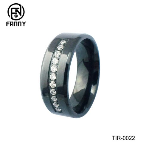 Man Wedding Ring Engagement Anniversary Band Titanium Ring Inlay CZ Brand Jewelry Manufacturers