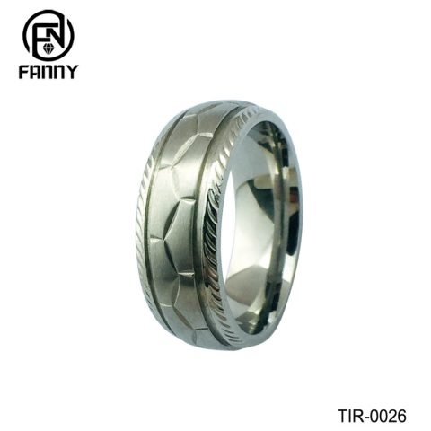 Engraved Titanium Ring Silver Color Bridal Jewelry Manufacturer