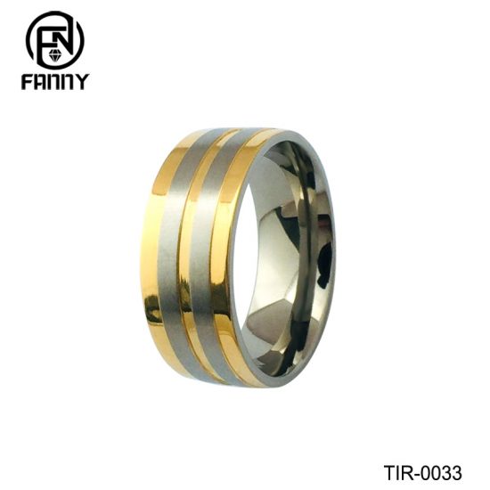 Mens Titanium Wedding Bands Golden and Silver Two Tone Rings Factory