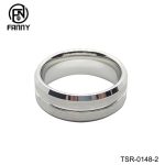 Flat Chamfer Vacuum Rhodium-Plated Tungsten Carbide Wedding Ring