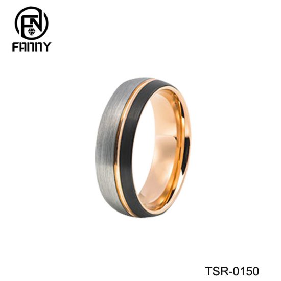 Classic Ladies Tungsten Carbide Tri-color Wedding Ring Factory