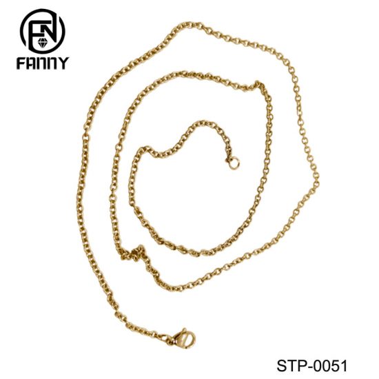 Simple Vacuum Plating Golden 316 Stainless Steel Necklace O Chain Factory