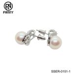 Swarovski Zirconia 925 Sterling Silver Freshwater Pearl Earrings