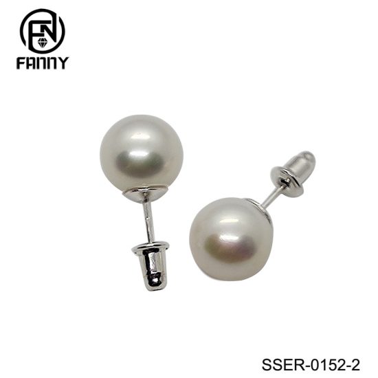 Simple Fashion Girl Pearl 925 Sterling Silver Earrings Factory