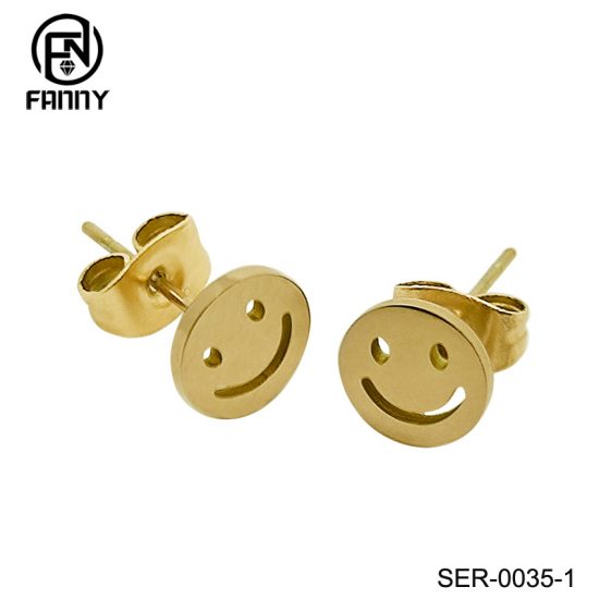 Laser Cut Smiley Face High Quality Surgical Stainless Steel Earring Manufacturer