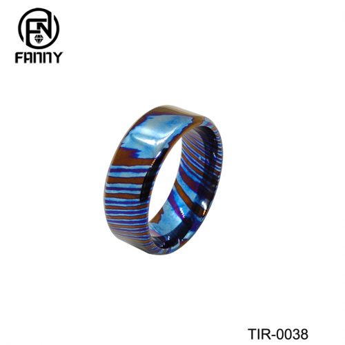 Customized Titanium Damascus Leather Wedding Ring Manufacturer