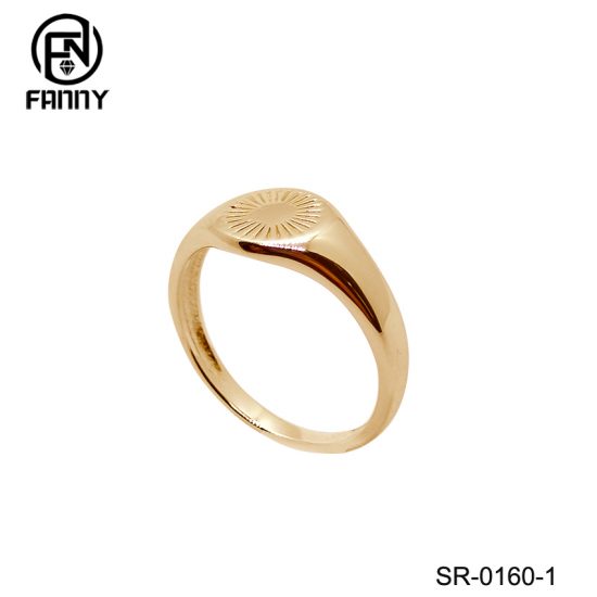 Simple Sun Pattern 925 Sterling Silver Rose Gold Ring Manufacturer