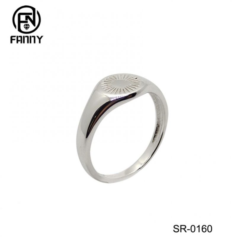 Einfacher Sonnenmuster 925 Sterlingsilber Ring Chinesischer Lieferant