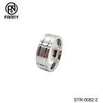 Simple Grooved Brushed Stainless Steel Ring