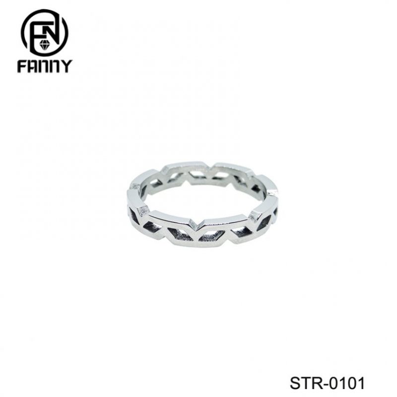 Minimalistisch laserpatroon roestvrij staal 316L ring