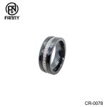 316L Stainless Steel Polished Ceramic CZ Ring