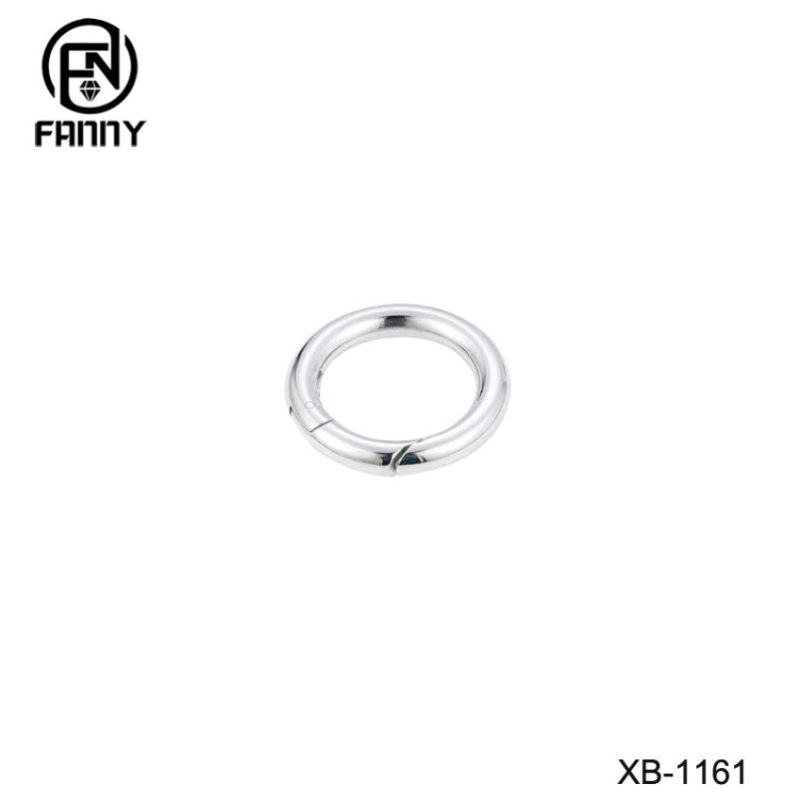 Round stainless steel silver spring carabiner key ring